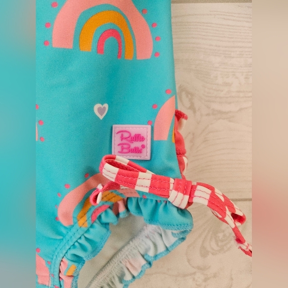 Ruffle Butts-baby Girl swimsuit SZ 3-6 UPF50+ Long Sleeve One Piece Rash Guard - - Picture 5 of 9